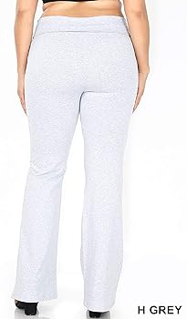 Women Plus Size Fold Over Waist Cotton Stretch Flare Leg
